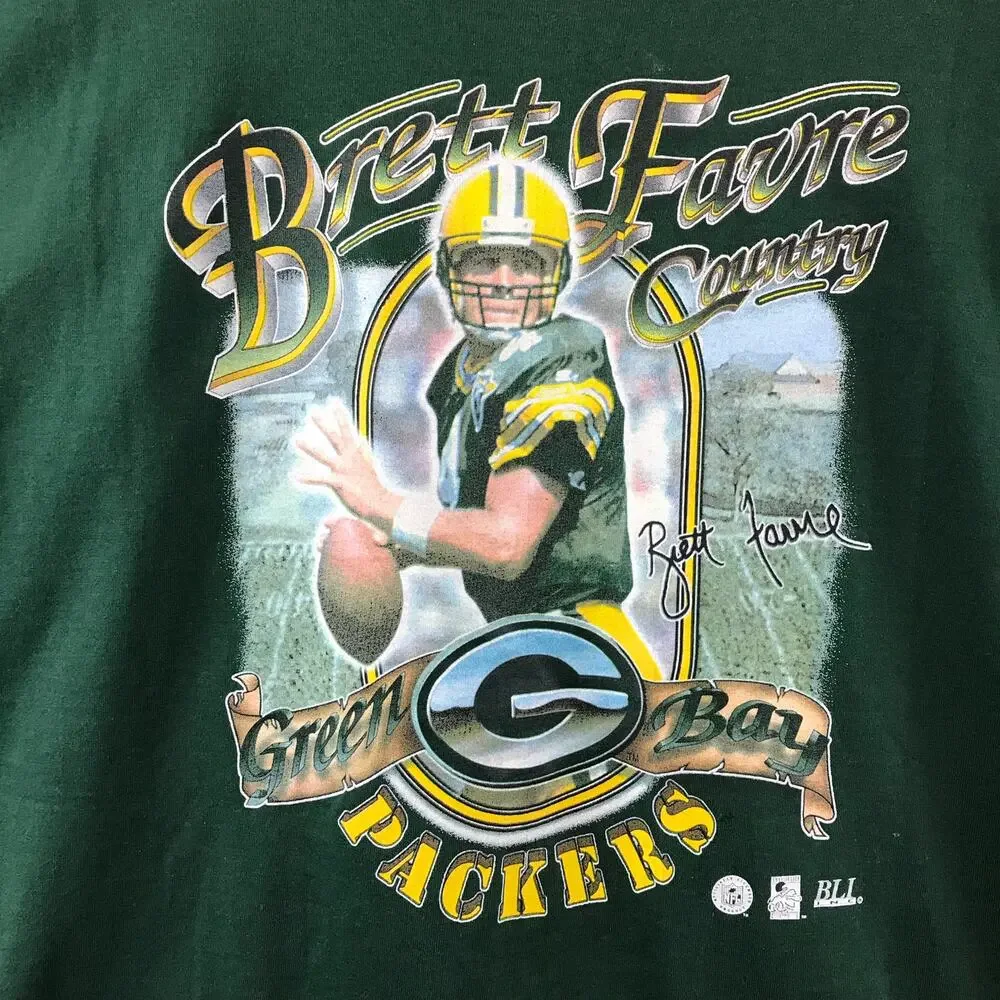 Vintage 90s Brett Farve Green Bay‎ Packers Country T shirt sz Youth XL